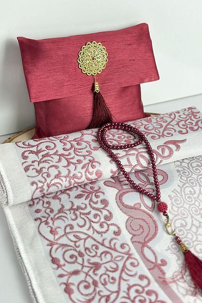 hr hediyelik Square Pouch Metal Buckle - Taffeta Prayer Mat Rosary Prayer Set