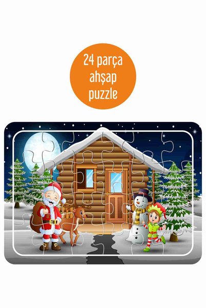 LİPYOS Noel Baba, Kardan Adam, Yılbaşı, Hediyelik 24 Parça Puzzle