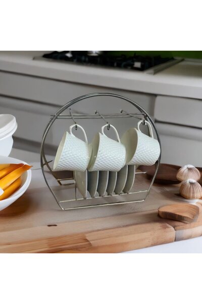 nevhas Krom Oval Kupa Ve Fincan Askılığı Standı 6'lı