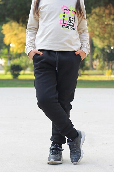 Çiggo Kids Unisex Pocket Jogger 3ip Fleece Plain Sweatpants