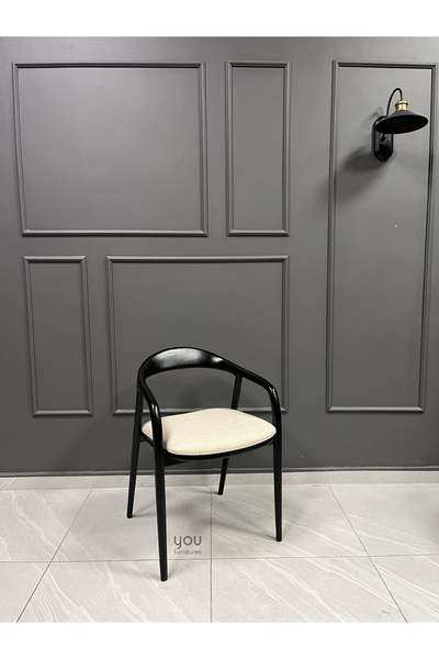You Furnitures Sandalye - Ahşap Sandalye - Masif Yemek Odası Sandalyesi - Siyah Sandalye