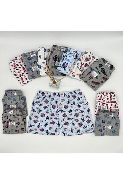 Sedef Yıldızı Printed Children's 6 Pieces Boxers 1037
