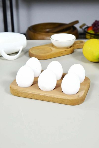 VonaHome 6-Piece Wooden Egg Cup Set