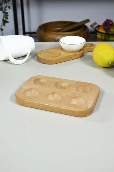 VonaHome 6-Piece Wooden Egg Cup Set