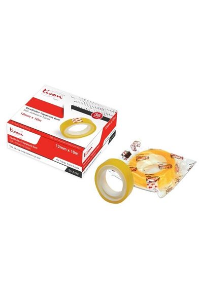 Ticon Αυτοκόλλητη ταινία 12mm X 10 M 36 τεμάχια (1 πακέτο)