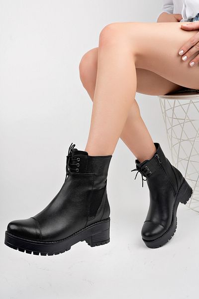 Deripabuc Genuine Leather Black Women's Leather Boots Trc-2501
