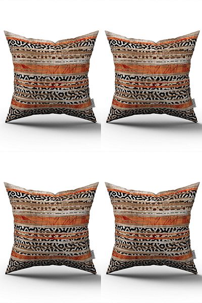 Cango Home Orange Modern Leopard Patterned I'M Contaminated Case 4Pcs Set