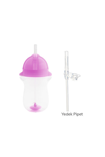 Munchkin Tıklama Kilitli Uçlu Pipetli Alıştırma Bardağı, 12ay , 296ml, Mor,&y...