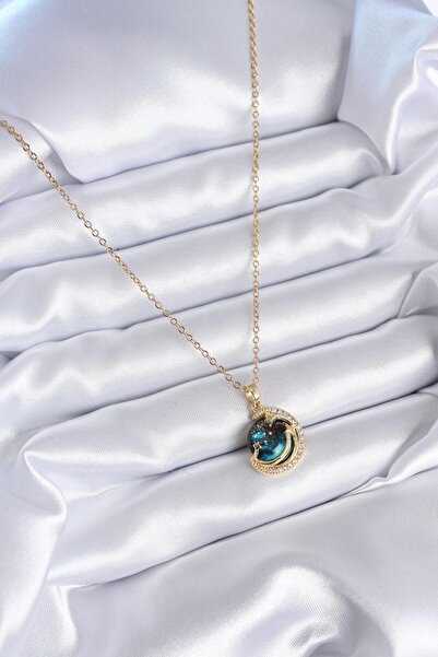 stainless steell 316L ÇELİK GEZEGEN MODEL ZİRKON TAŞLI KOLYE