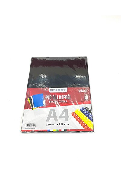 Temat PVC A4 CİLT KAPAĞI 210 mm x 297 mm 100'LÜ PAKET SİYAH