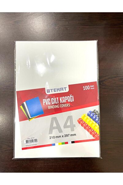 Temat PVC A4 CİLT KAPAĞI 210 mm x 297 mm 100'LÜ PAKET BEYAZ