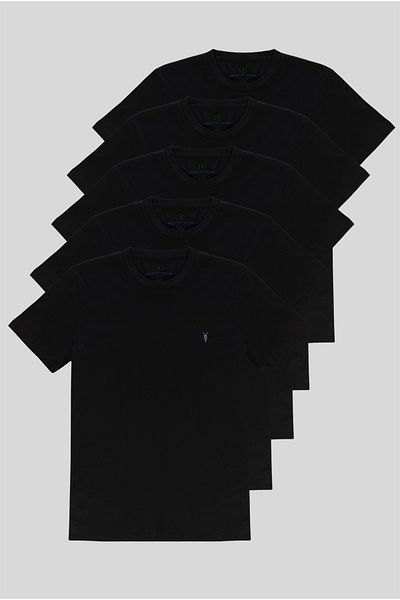 COMBİNE MİCHAİL Μπλουζάκι Black Standard Mold Basic 5 Pack