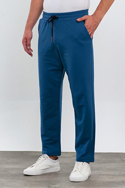 COMBİNE MİCHAİL Men's Indigo Straight Leg Relaxed Cut Sweatpants
