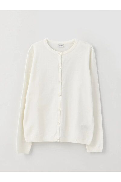 LC Waikiki LCW Kids Crew Neck Basic Long Sleeve Girl's Knitwear Cardigan