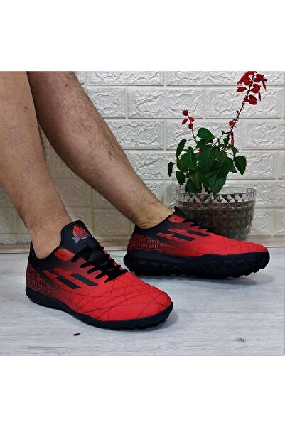 Kinetix Cross Tf Red-Black Non-Slip Astroturf Football Shoes