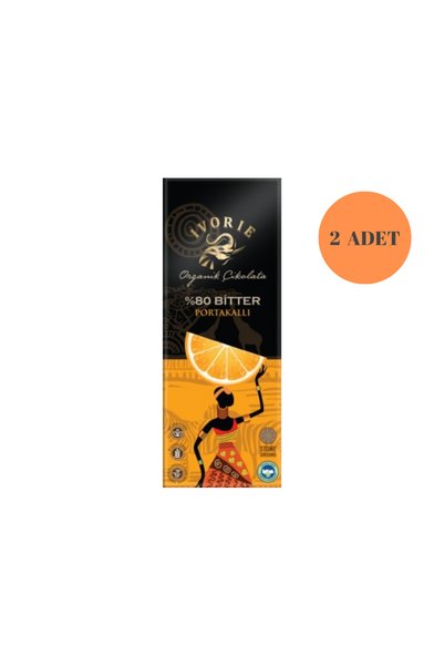 IVORIE 2'li Set Ivorıe Organik Çikolata Glutensiz El yapımı %80 Bitter Portakal Çikolata 40GR