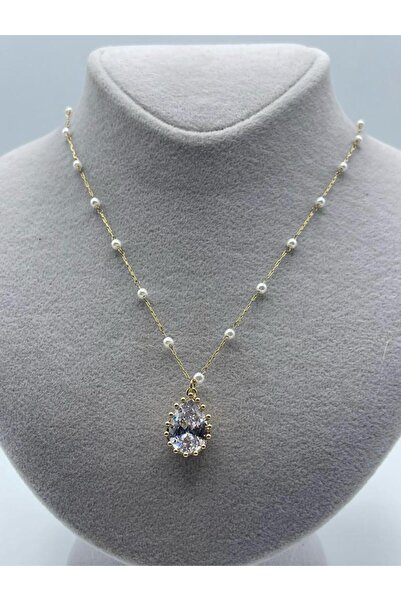 FLARF STAINLESS STEEL STONE NECKLACE