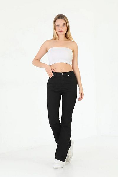 LİMABEL High Waist Lycra Black Spanish Leg Jean Trousers
