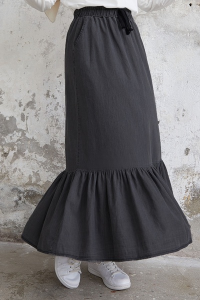 InStyle Darlin szoknya fodros farmer szoknya - szürke