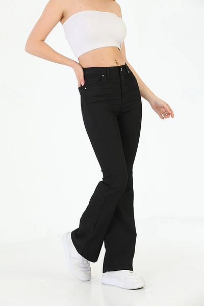 LİMABEL High Waist Lycra Black Spanish Leg Jean Trousers