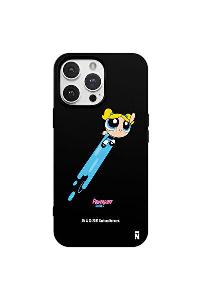Casen iPhone 15 Pro Powerpuff Girls Bubbles Tatlı Sevimli Siyah Silikon Telef...