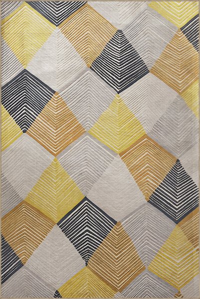 Rugs Modern Halı Yellow Beige Themed Mixed Geometric Shape Patterned Modern D...