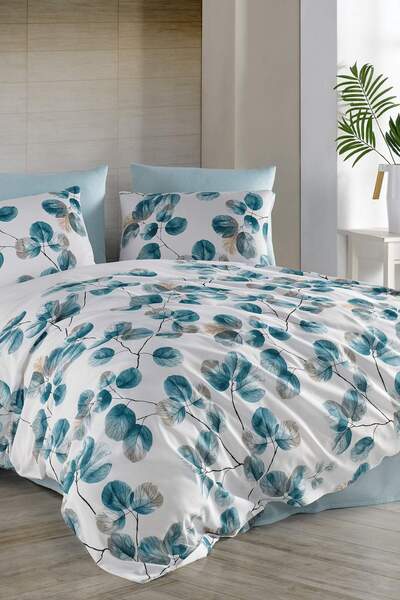 newhome Ranforce Hena Green Single Quilt Cover Set