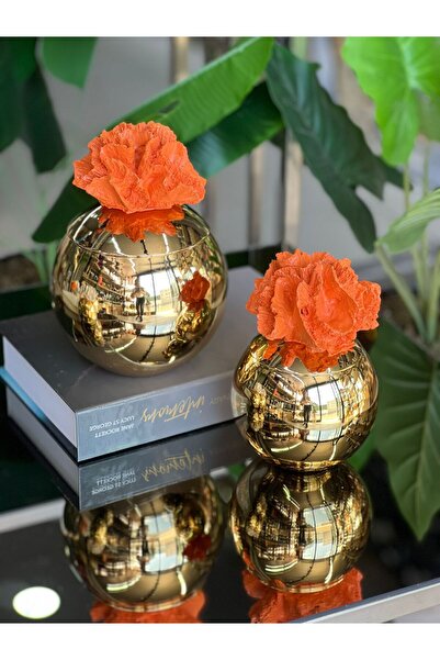ArzzHome Dekoratif 2 Li Mercan Kutu Gold & Turuncu