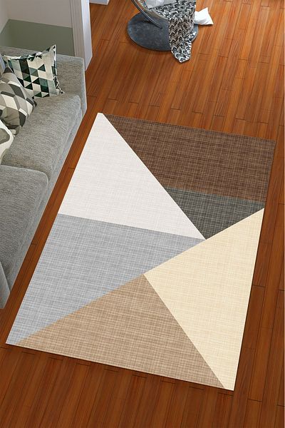 Miray Tekstil Large Triangle Patterned Elastic Carpet Cover
