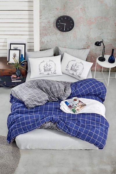 Like&Buy Set cuvertură dublu Ranforce Culori la modă Albastru