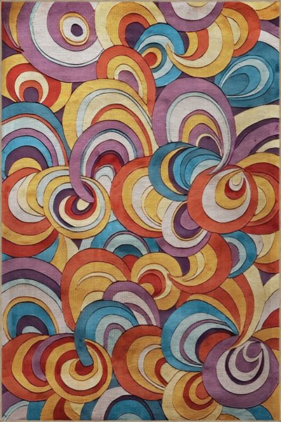 Rugs Modern Halı Multicolored Wavy Spiral Patterned Creative Modern Decorativ...