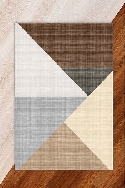 Miray Tekstil Large Triangle Patterned Elastic Carpet Cover