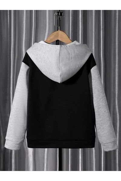 Machetta Children's Hooded Zippered Grey-Black Cardigan/Jacket