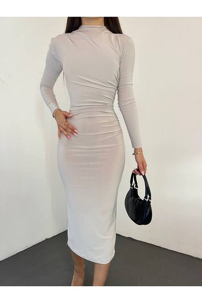 Butik Beyza Μαζευμένο μακρύ φόρεμα