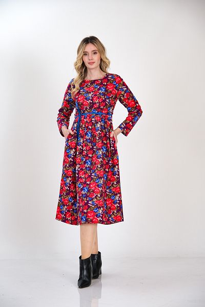 İna Rochie de iarnă violet cu flori roșii de Divitin Pazen