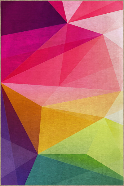 Rugs Modern Halı Multi-Colored Crystal Structure Mixed Geometric Shape Patter...