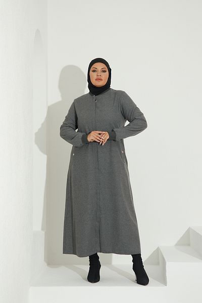 OKTAYUSTA COLLECTİON Seasonal Lumberjack Full Length Hidden Fly Zipper Abaya
