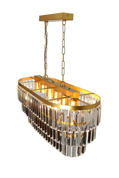 Birsen Aydınlatma Gizem Gold 73x30 Cm'lik Kristal Taşlı Yemek Masası Lüks Avize - Yatak Odası - Salon - Mutfak - Hol