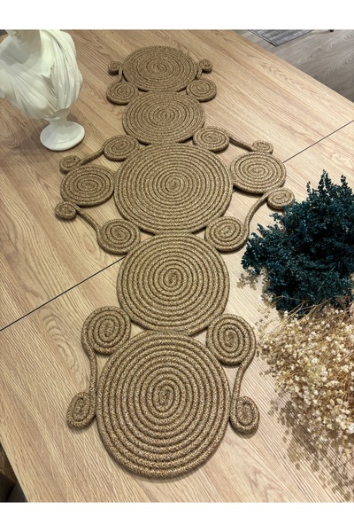 MaVaux Vanessa Natural Jute, Patterned, Wicker, Placemat, Table, Coffee Table Runner 45x95