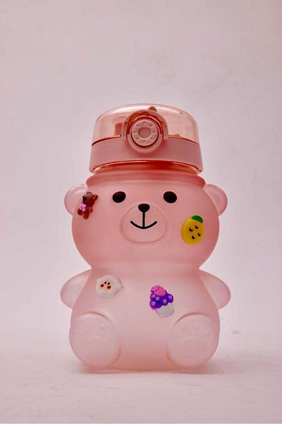 Ecolux 1300ml Bpa Free Children's Waterer with Teddy Bear, Drip-Free and Carrying Strap - Pink