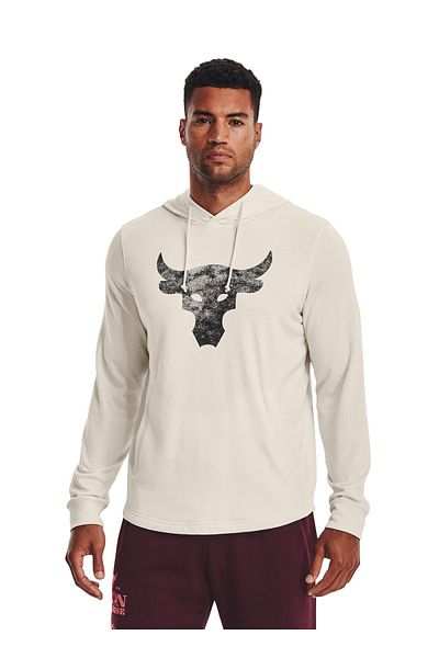 Under Armour Hooded Collar White Men's Sweatshirt 1367107   Ua Project Rock Terry Hd