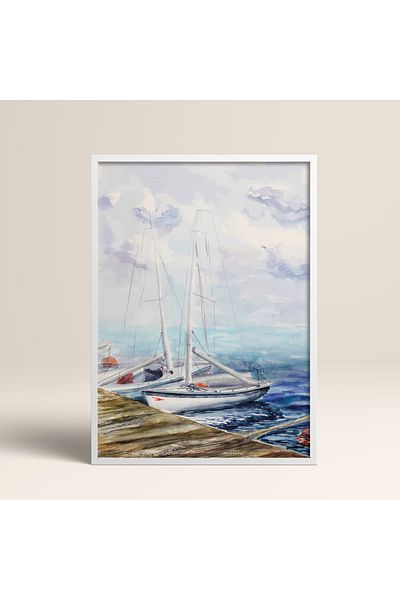 HOMEPACK Pictură unică înrămată Seria barca cu pânze Pictură clasică poster TK/122