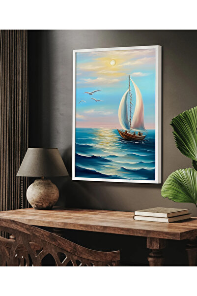 HOMEPACK Pictură unică înrămată Seria barca cu pânze Pictură poster clasică T...