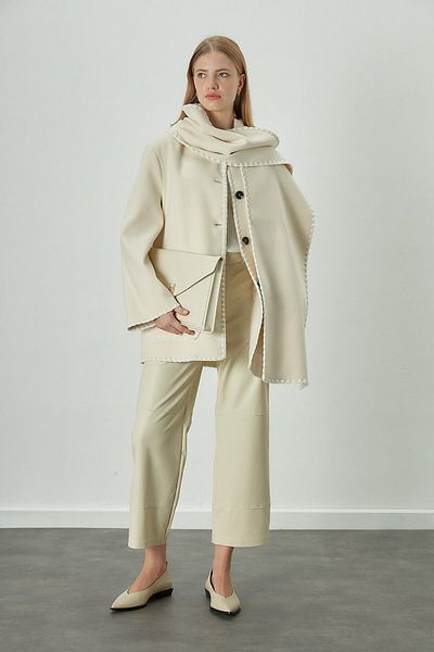 Manuka MAYA EMBROIDERED CACHET COAT ECRU