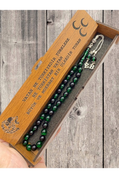 KANUNİ TESBİH Mărgele de rugăciune cu moară verde negru moară cu litere