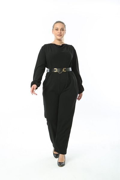 CİXAPLE Lycra Belted Long Sleeve Jumpsuit