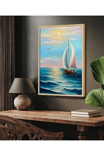HOMEPACK Κορνίζα Μονό Πίνακα Sailboat Series Classic Poster Painting TK/125