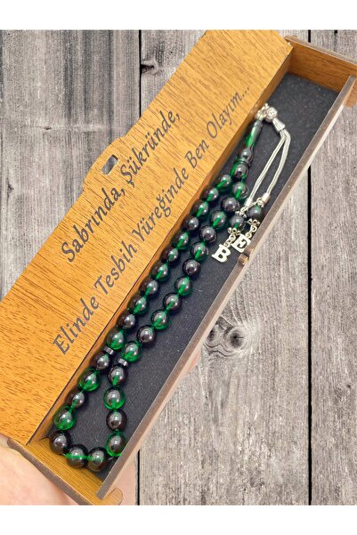 KANUNİ TESBİH Mărgele de rugăciune cu moară verde negru moară cu litere