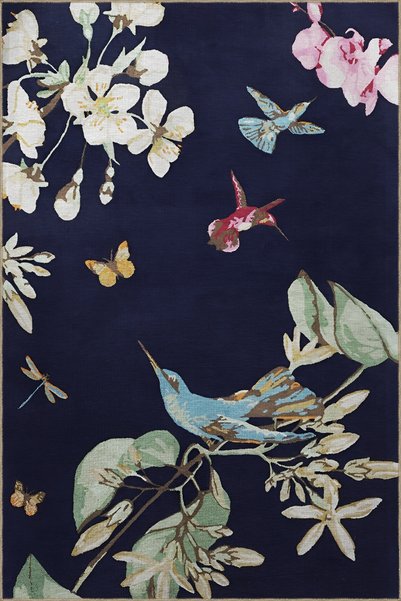 Rugs Modern Halı Covor decorativ modern cu model multicolor de copaci și păsă...