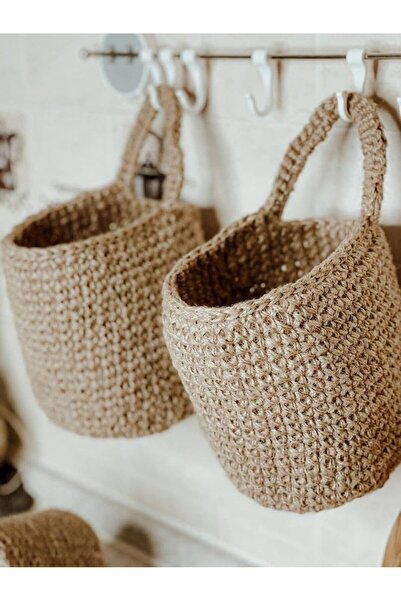 MARİANO VENANZİO 2'li jüt duvara asılabilen sepet organizer, naturel düzenley...